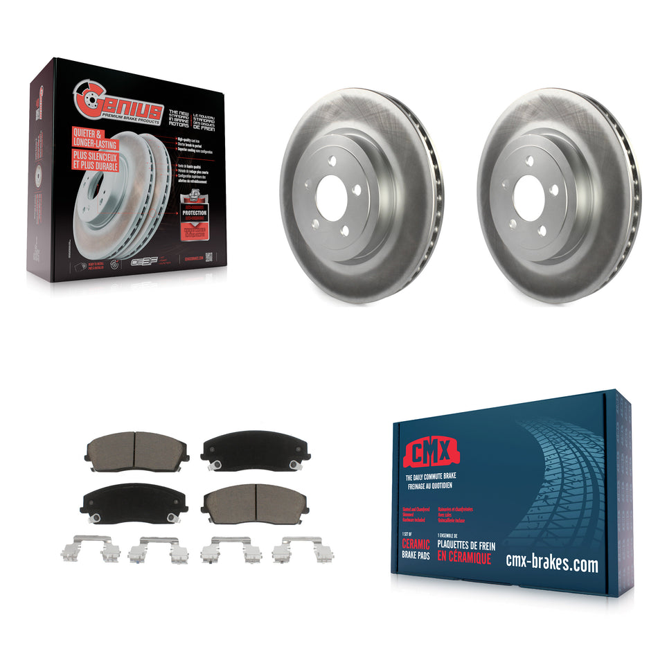 Front Coated Disc Brake Rotors And Ceramic Pads Kit For 2015-2018 Dodge Charger RWD with 3.6L With 345mm Diameter Rotor KGC-102249