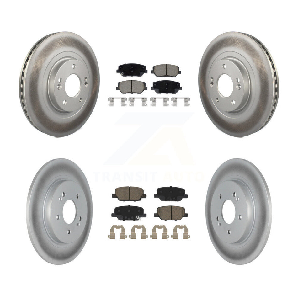 Front Rear Coated Disc Brake Rotors And Ceramic Pads Kit For 2019-2020 Hyundai Santa Fe KGC-102255