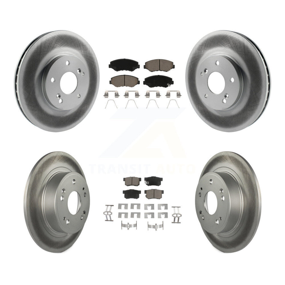 Front Rear Coated Disc Brake Rotors And Ceramic Pads Kit For 2005 Honda Accord Hybrid with 3.0L KGC-102277