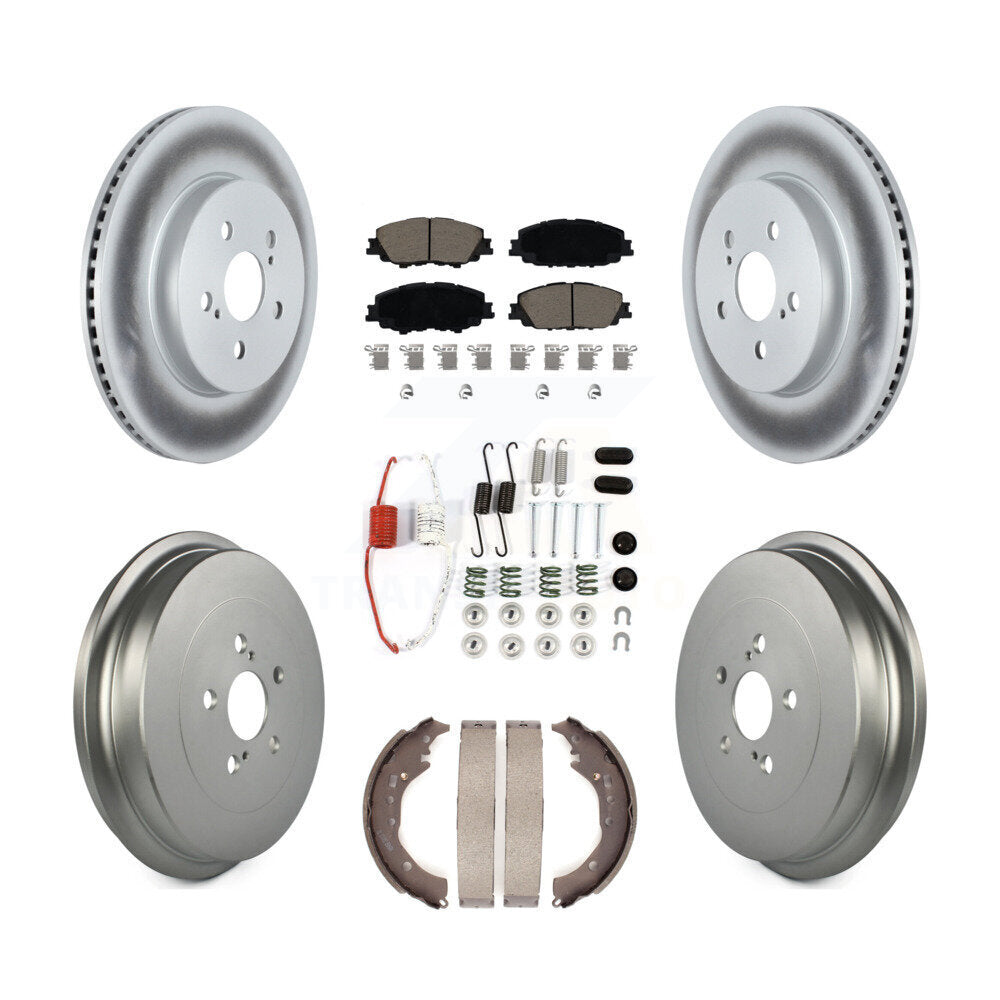 Front Rear Coat Disc Brake Rotors Ceramic Pad Drum Kit (7Pc) For 2019 Toyota Corolla 2.0L KGC-102283