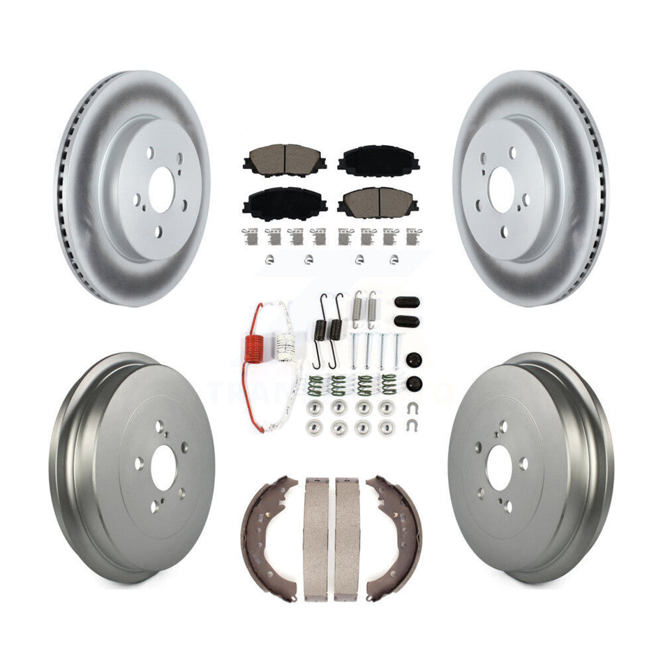 Front Rear Coat Disc Brake Rotors Ceramic Pad Drum Kit (7Pc) For 2019 Toyota Corolla 2.0L KGC-102283