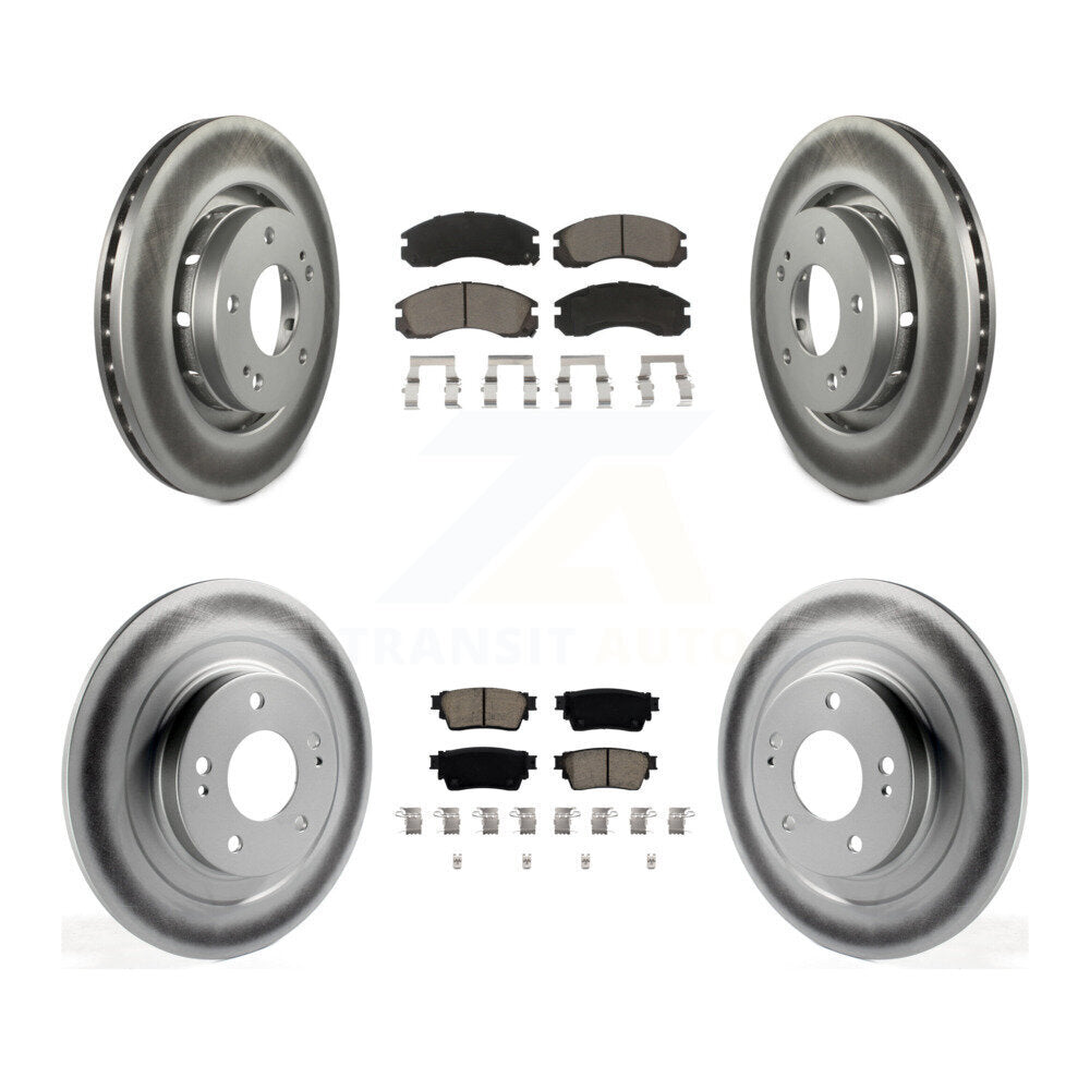 Front Rear Coated Disc Brake Rotors And Ceramic Pads Kit For Mitsubishi Outlander PHEV KGC-102286