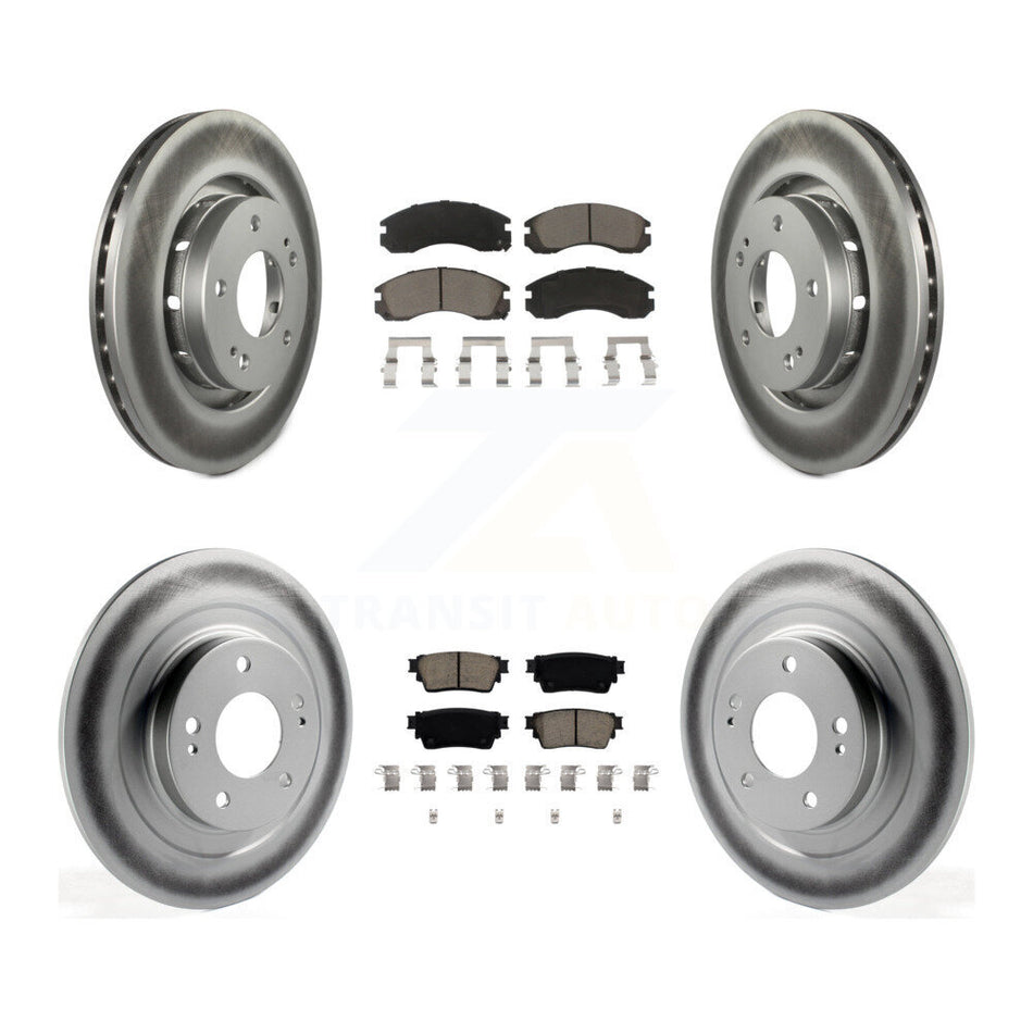 Front Rear Coated Disc Brake Rotors And Ceramic Pads Kit For Mitsubishi Outlander PHEV KGC-102286