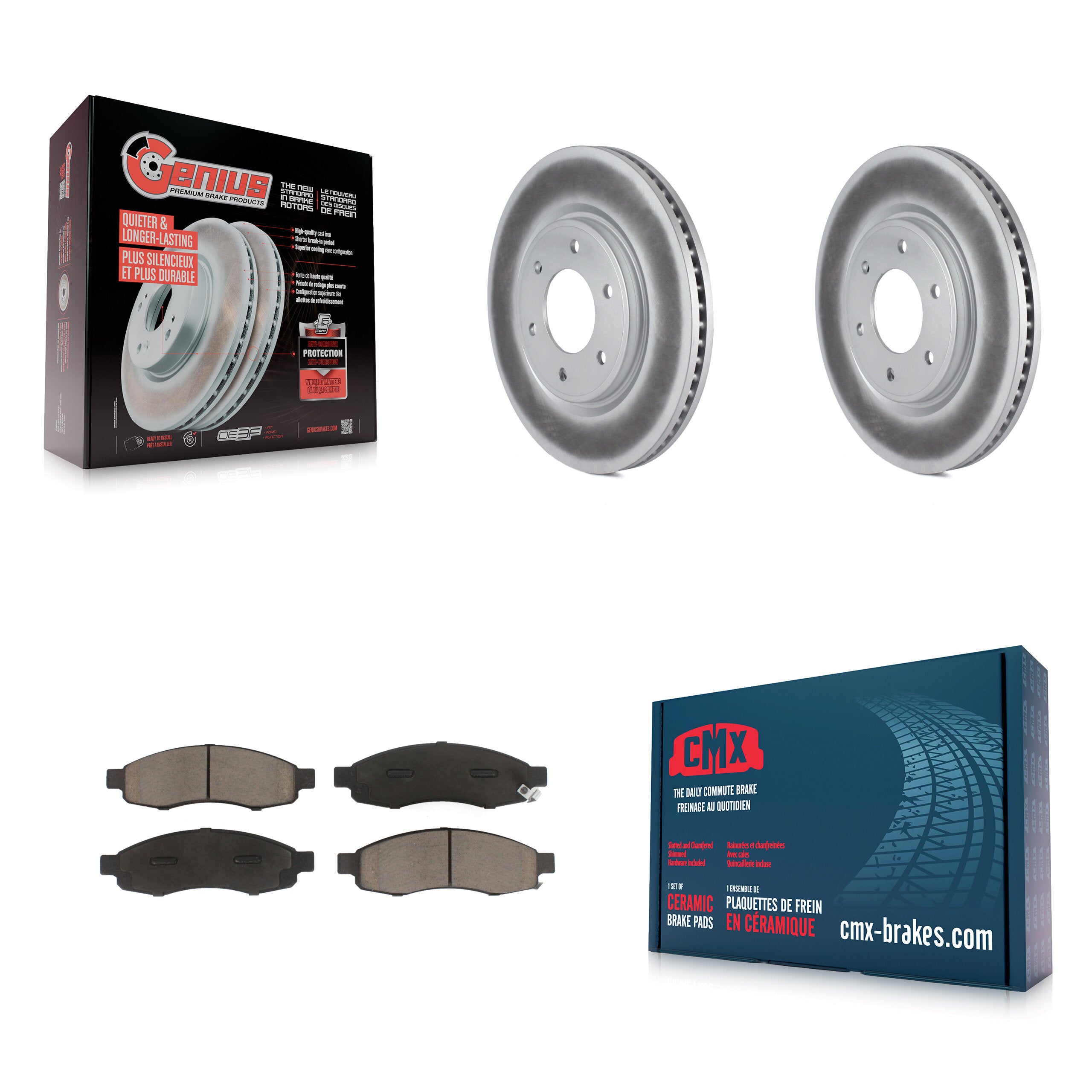 Front Coated Disc Brake Rotors And Ceramic Pads Kit For 2007 Nissan TITAN From 04 07 KGC-102293