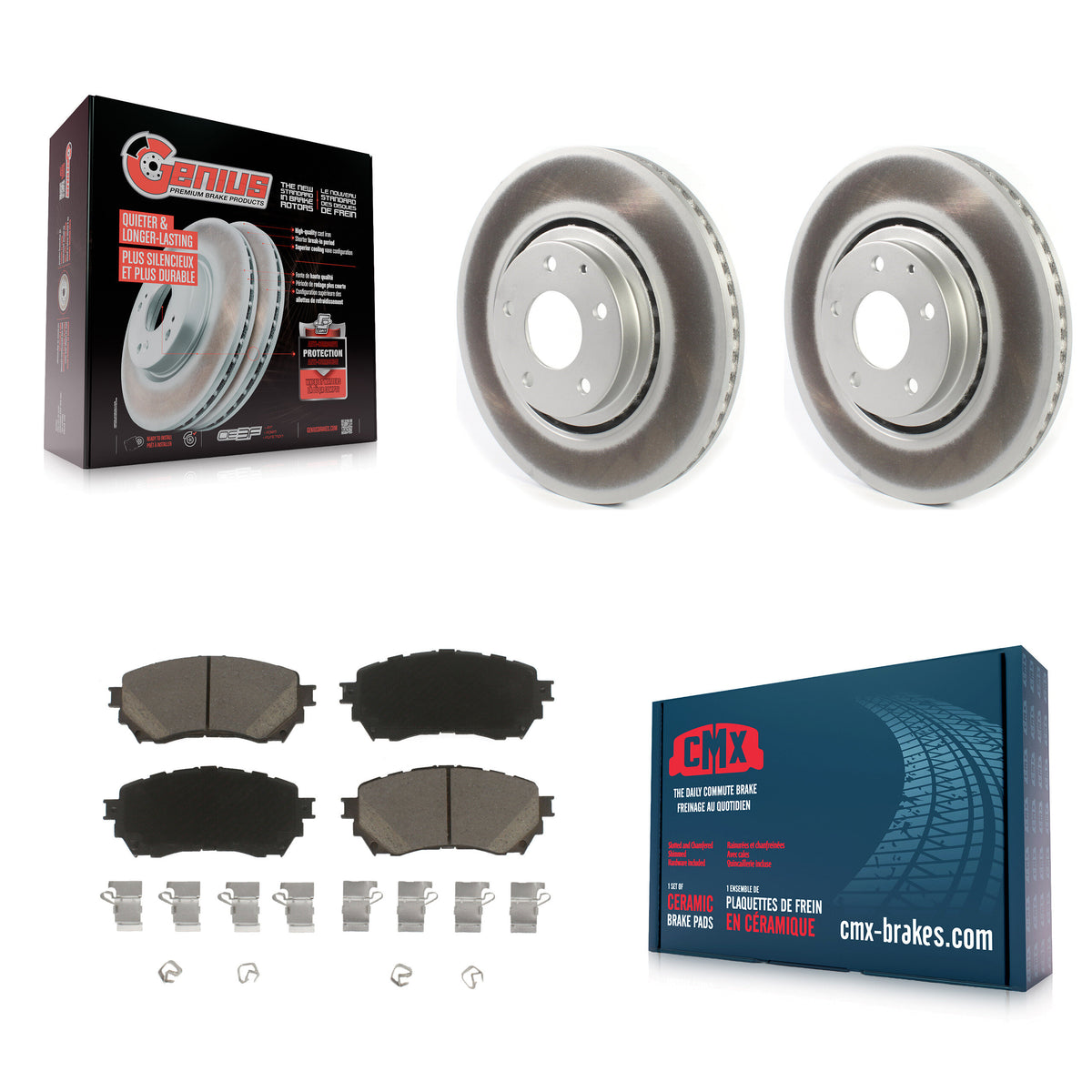 Front Coated Disc Brake Rotors And Ceramic Pads Kit For 2021 Mazda 6 Turbocharged KGC-102296