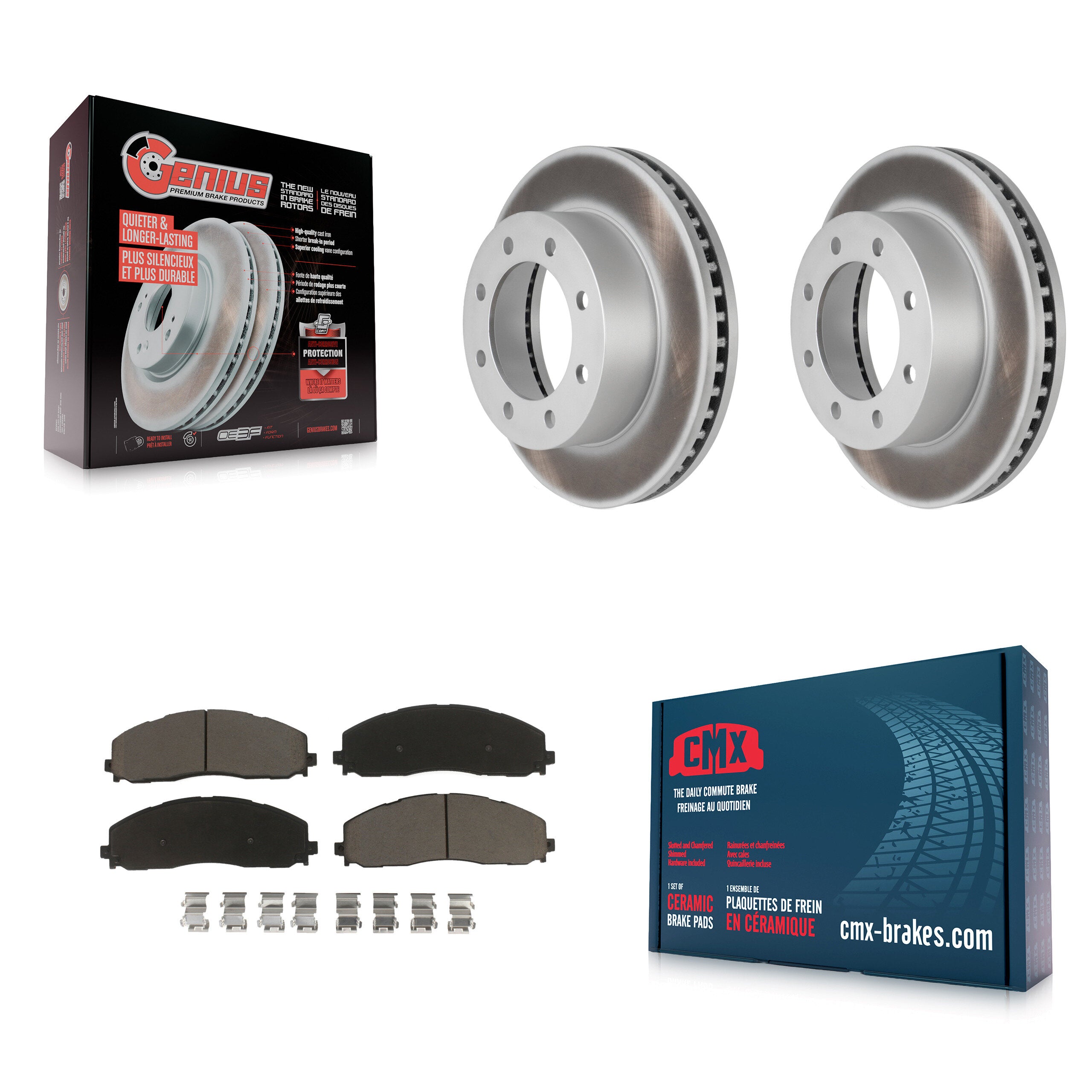 Front Coated Disc Brake Rotors And Ceramic Pads Kit For 2013 Ford F-250 Super Duty 4WD KGC-102300