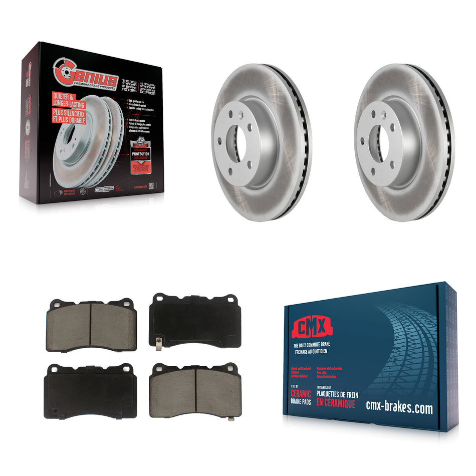 Front Coated Disc Brake Rotors And Ceramic Pads Kit For 2019 Cadillac ATS Base KGC-102304