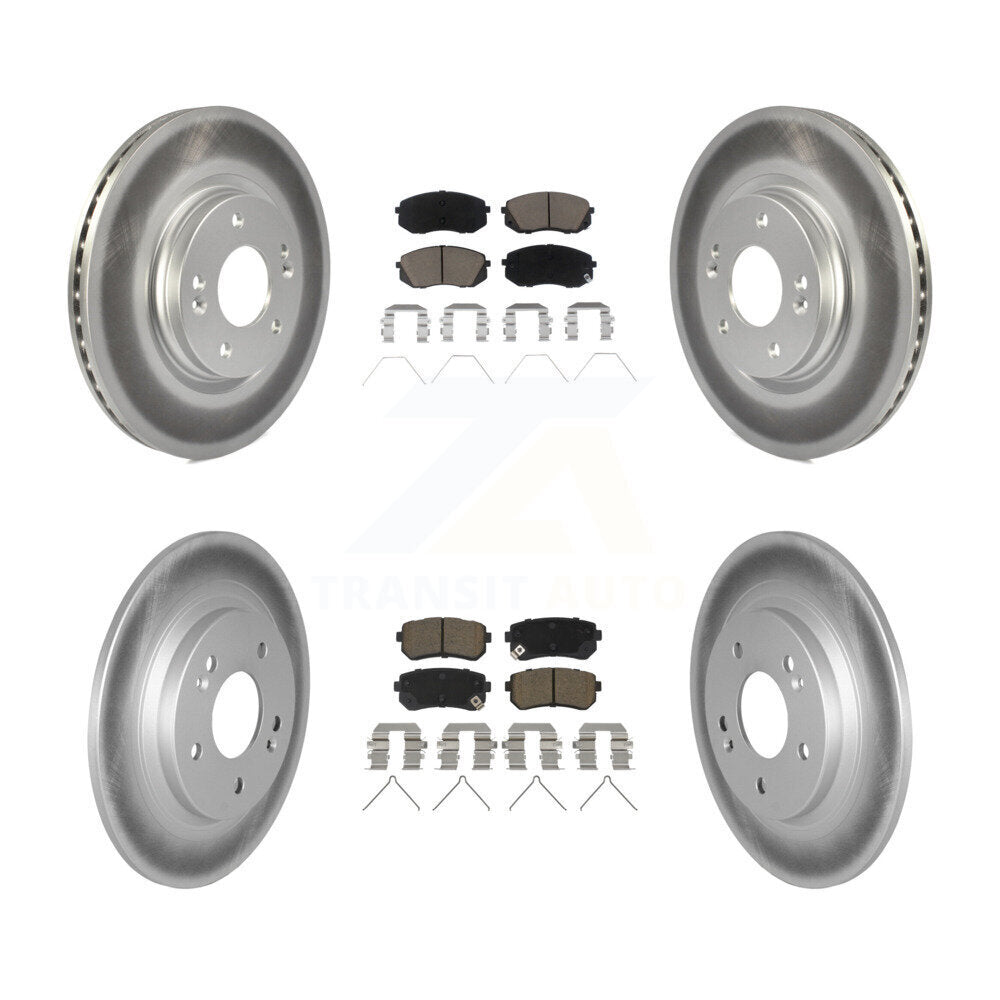 Front Rear Coated Disc Brake Rotors And Ceramic Pads Kit For Hyundai Kona Kia Seltos KGC-102305