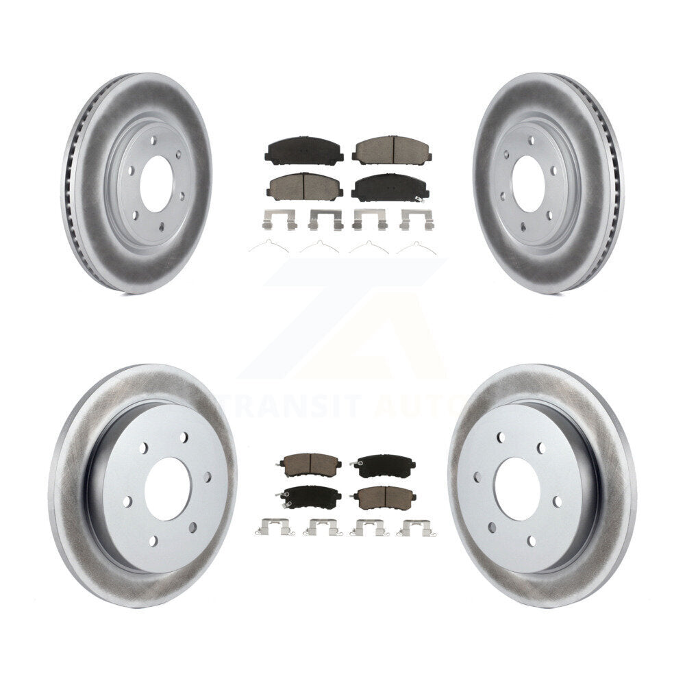 Front Rear Coat Brake Rotors Ceramic Pad Kit For 2017-2019 Nissan Armada With Solid Rotor KGC-102307
