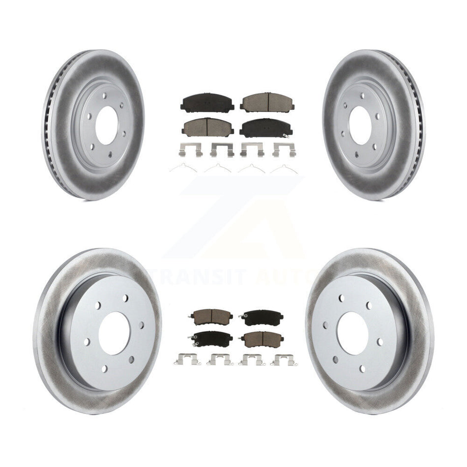Front Rear Coat Brake Rotors Ceramic Pad Kit For 2017-2019 Nissan Armada With Solid Rotor KGC-102307