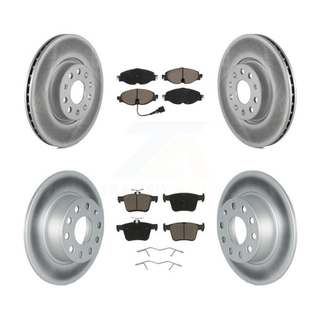 Front Rear Coated Disc Brake Rotors And Ceramic Pad Kit For 2022-2023 Volkswagen Taos FWD KGC-102325