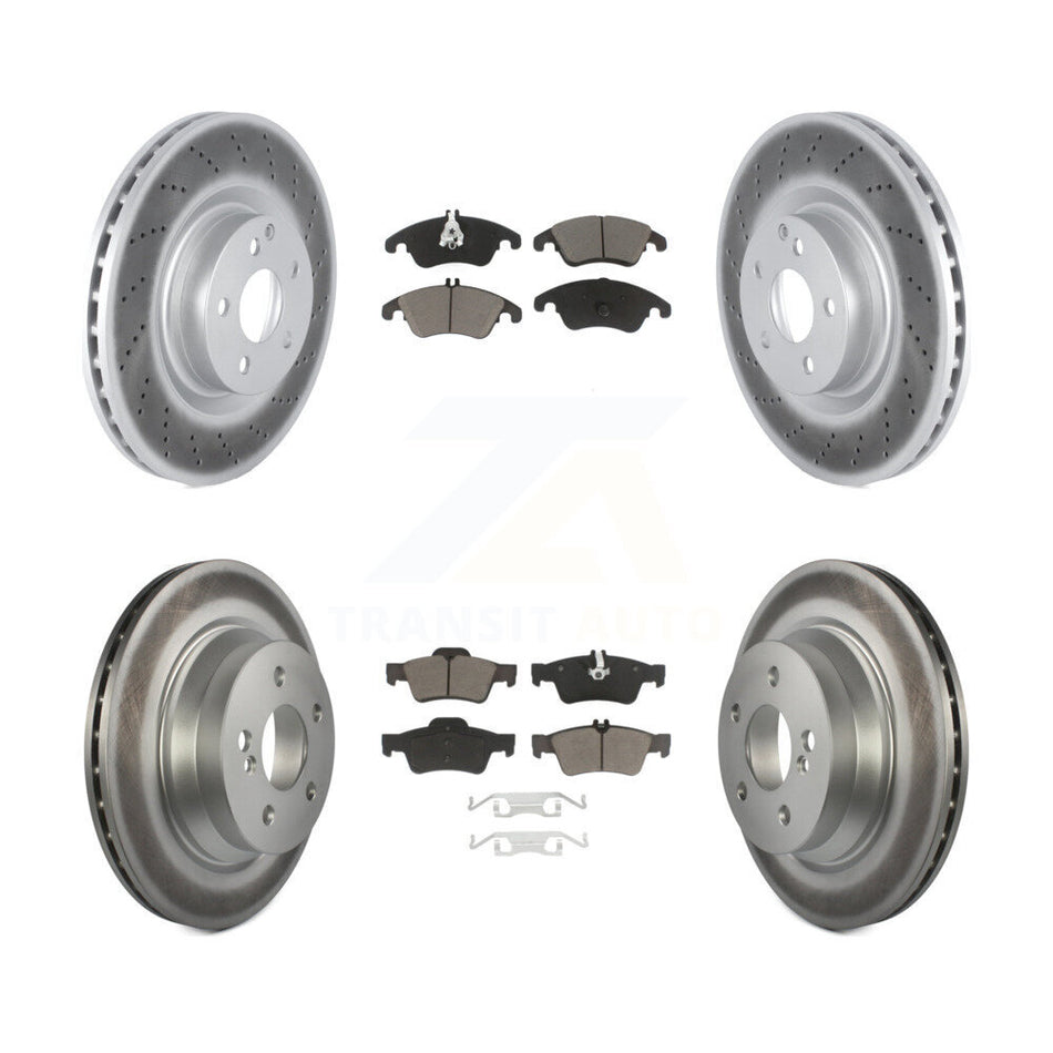 Front Rear Coated Disc Brake Rotors And Ceramic Pads Kit For Mercedes-Benz E400 KGC-102329