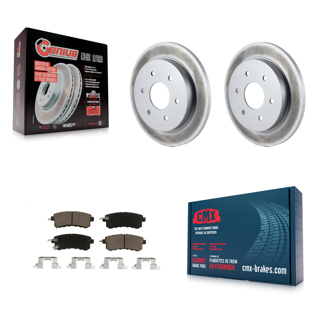 Rear Coated Disc Brake Rotor Ceramic Pad Kit For 2017-2019 Nissan Armada With Solid KGC-102331