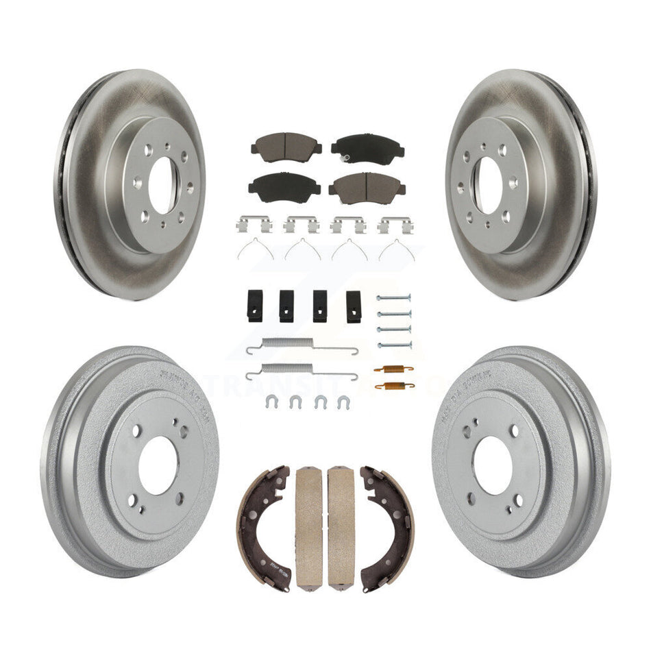 Front Rear Coat Brake Rotors Ceramic Pad Drum Kit (7Pc) For Honda Civic With 4 Lug Wheels KGC-102337