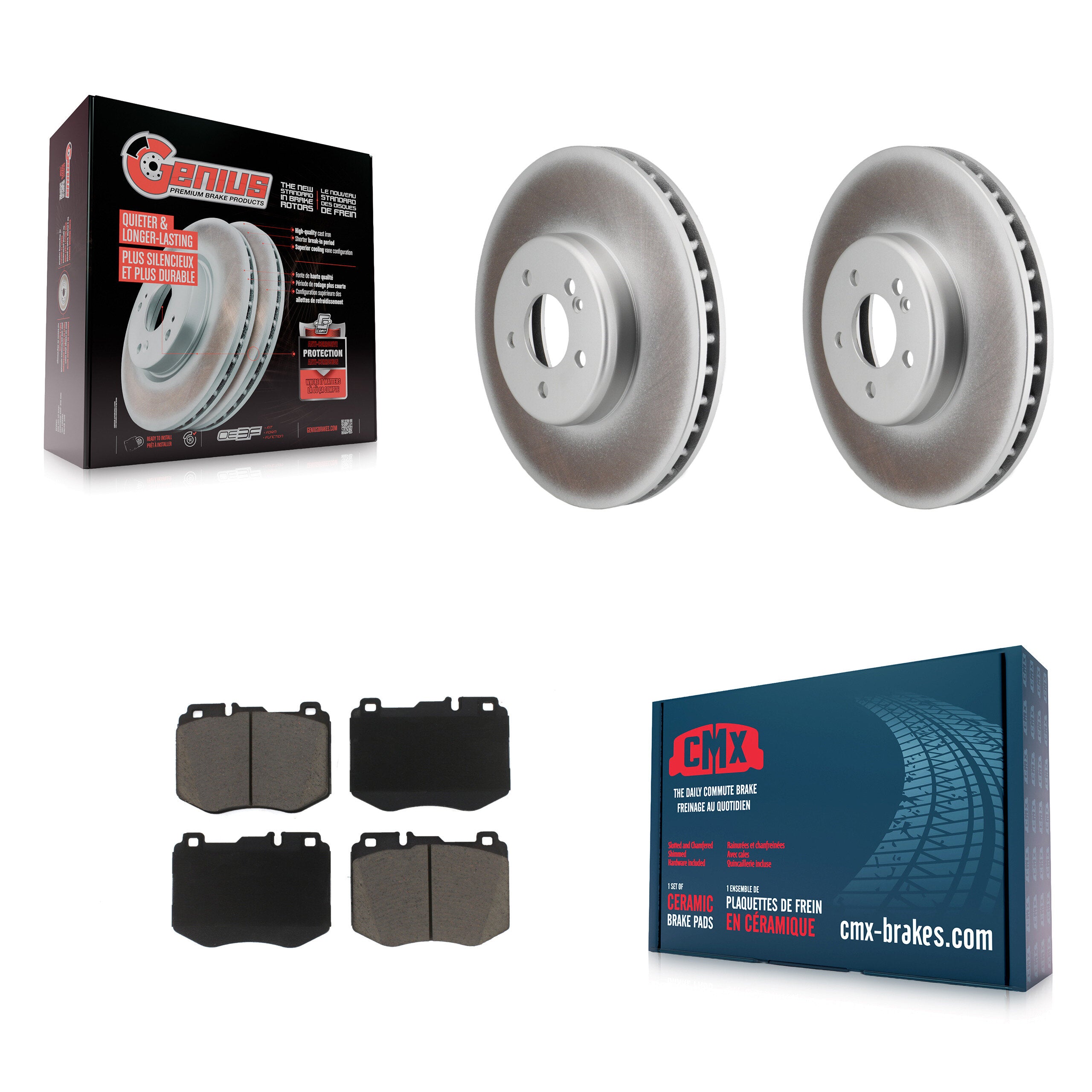 Front Coated Disc Brake Rotors And Ceramic Pads Kit For Mercedes-Benz C300 C400 C350e KGC-102344