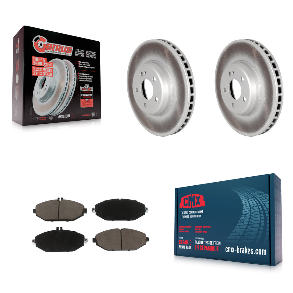 Front Coat Brake Rotor Ceramic Pad Kit For 15-21 Mercedes-Benz C300 Without Sport Package KGC-102345