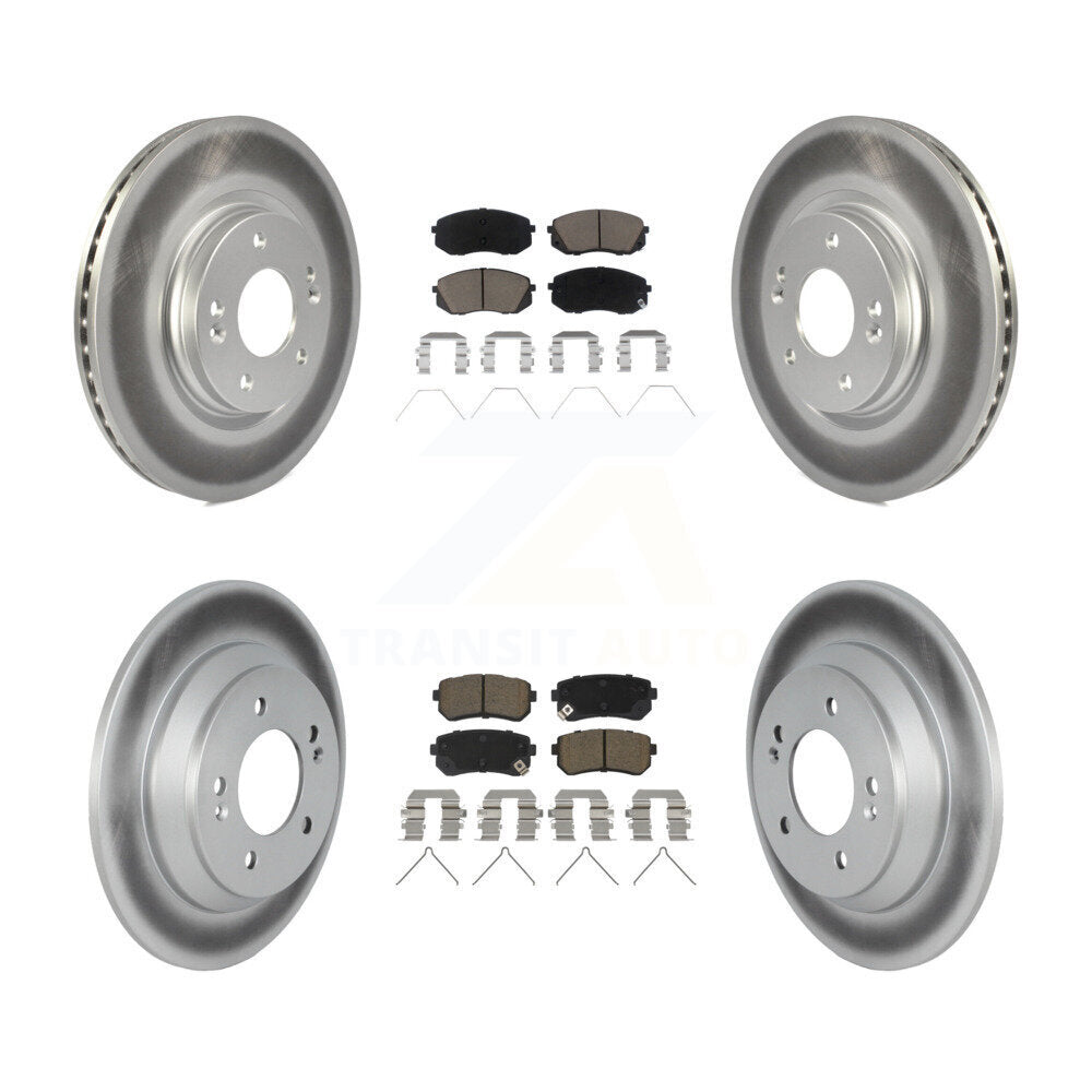 Front Rear Coated Brake Rotors Ceramic Pad Kit For Hyundai Kona Ultimate Limited with FWD KGC-102350