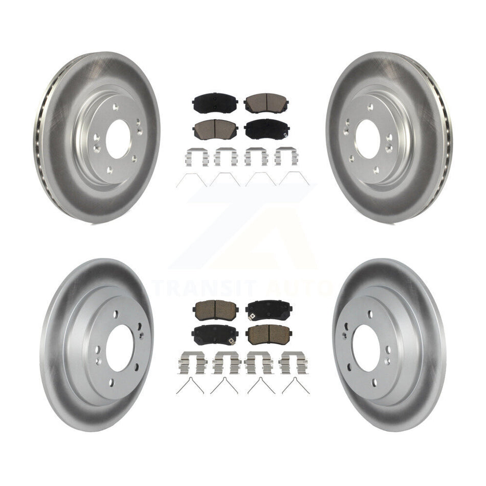 Front Rear Coated Brake Rotors Ceramic Pad Kit For Hyundai Kona Ultimate Limited with FWD KGC-102350