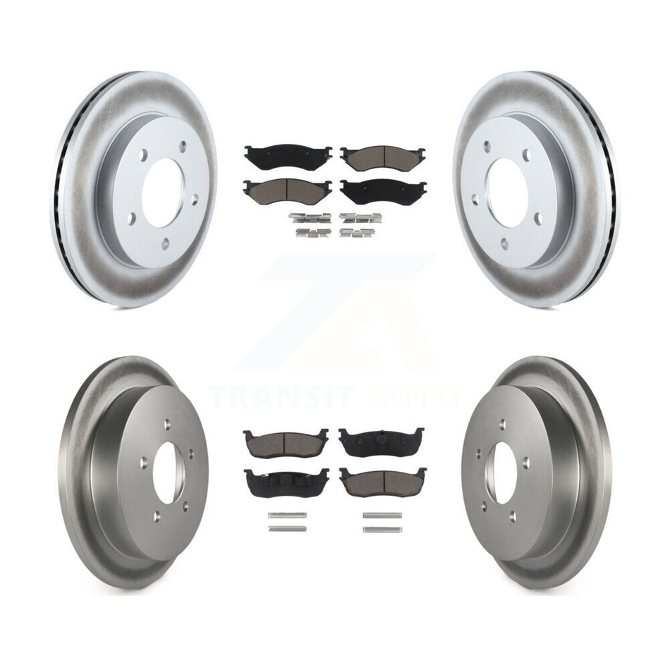 Front Rear Coated Disc Brake Rotors And Ceramic Pads Kit For 2004 Ford F-150 Heritage 4WD KGC-102372