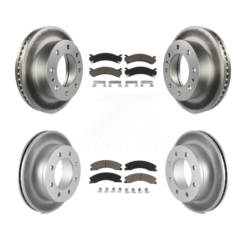 Front Rear Coated Disc Brake Rotors And Ceramic Pads Kit For Chevrolet Express 4500 KGC-102377