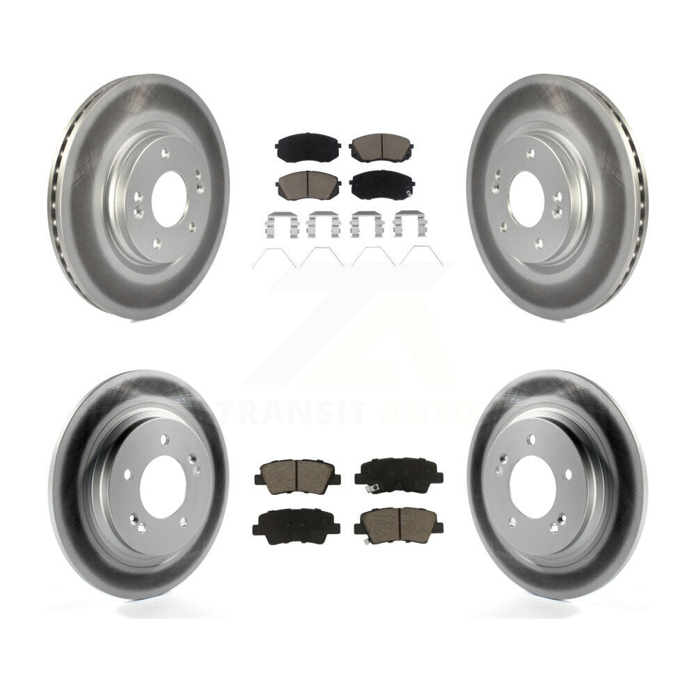 Front Rear Coated Disc Brake Rotors And Ceramic Pad Kit For Hyundai Elantra GT Kia Forte5 KGC-102408