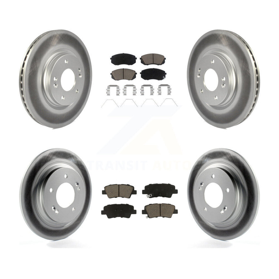Front Rear Coated Disc Brake Rotors And Ceramic Pad Kit For Hyundai Elantra GT Kia Forte5 KGC-102408