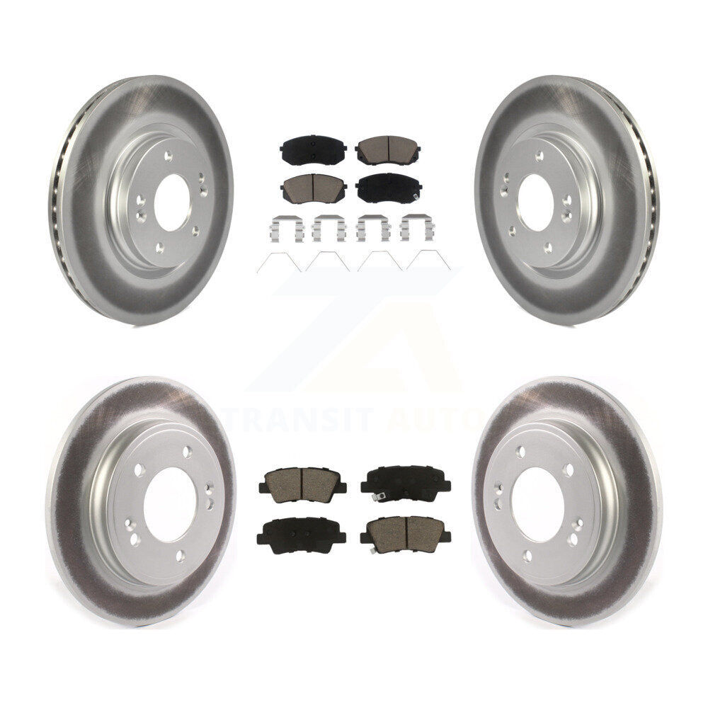 Front Rear Coated Disc Brake Rotors Ceramic Pad Kit For Kia Forte Hyundai Veloster Forte5 KGC-102409