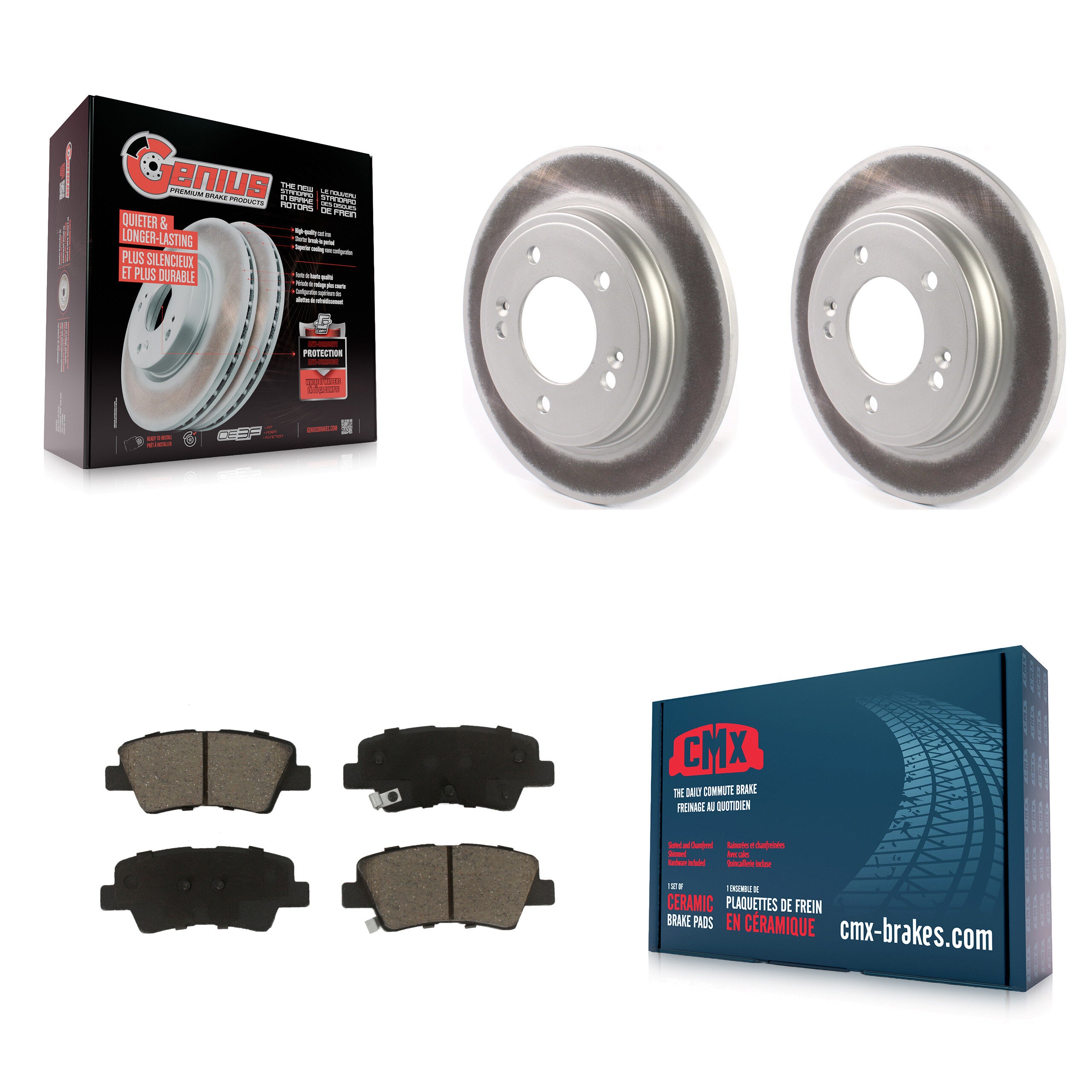 Rear Coated Disc Brake Rotors And Ceramic Pads Kit For Kia Forte Hyundai Veloster Forte5 KGC-102422