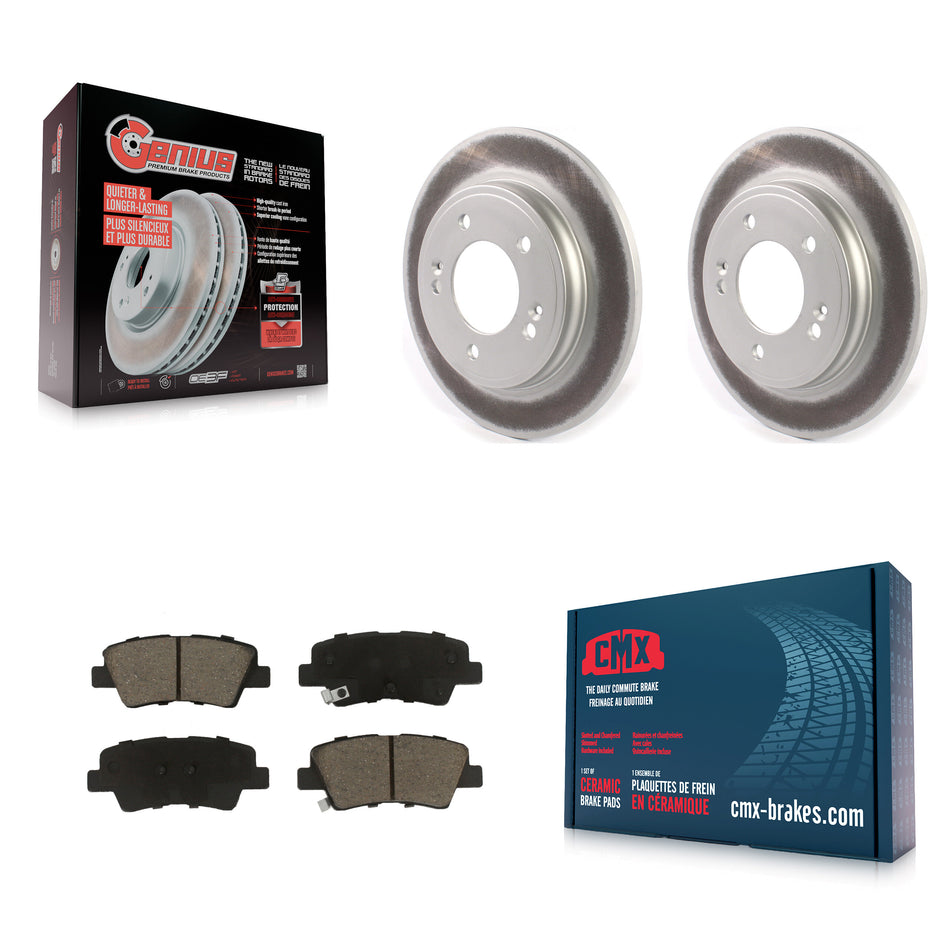 Rear Coated Disc Brake Rotors And Ceramic Pads Kit For Kia Forte Hyundai Veloster Forte5 KGC-102422