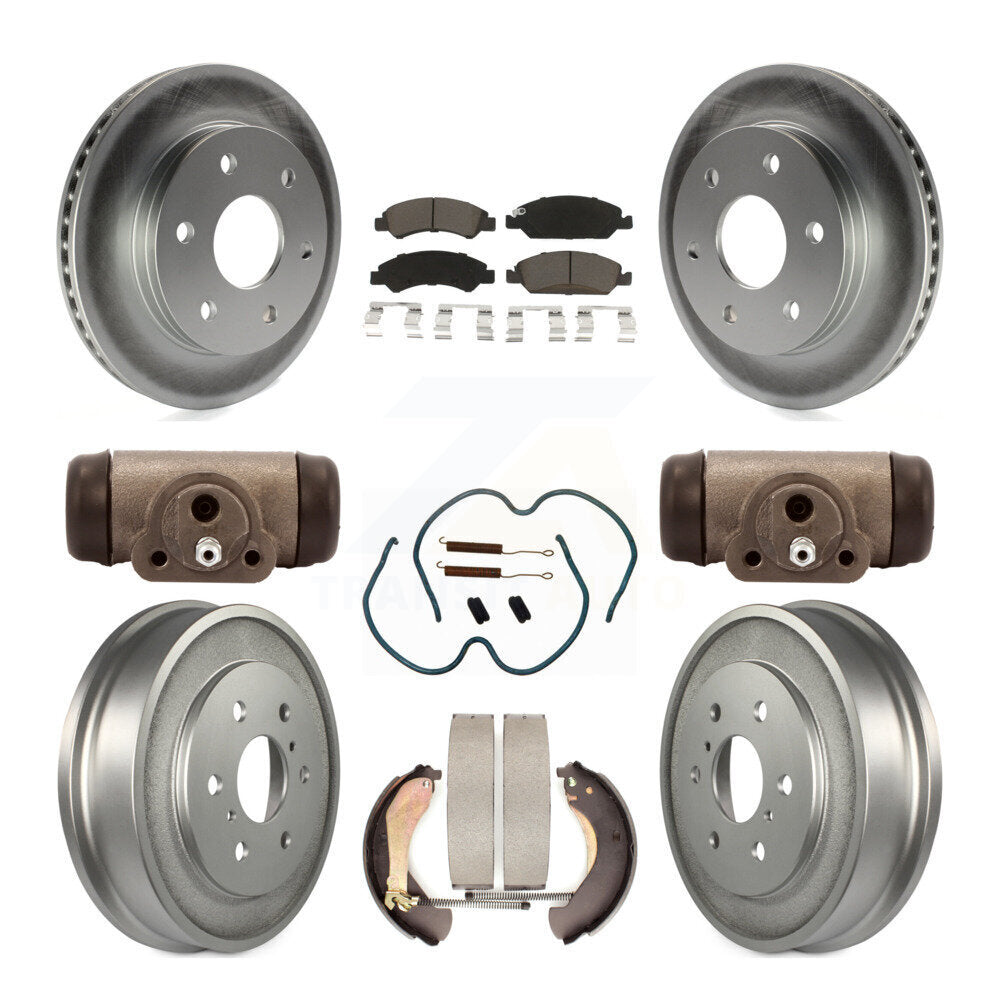 Front Rear Coated Disc Brake Rotors Ceramic Pads And Drum Kit (9Pc) For GMC Sierra 1500 KGC-102432