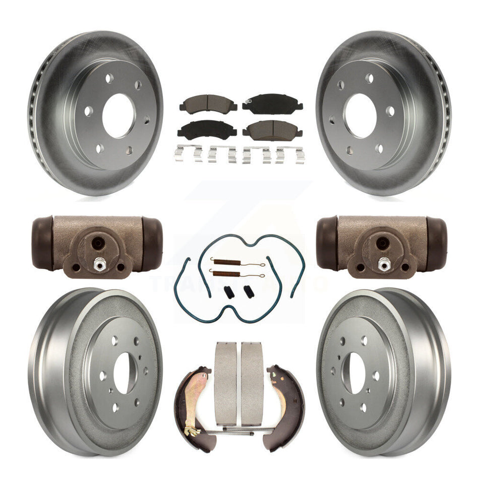 Front Rear Coated Disc Brake Rotors Ceramic Pads And Drum Kit (9Pc) For GMC Sierra 1500 KGC-102432
