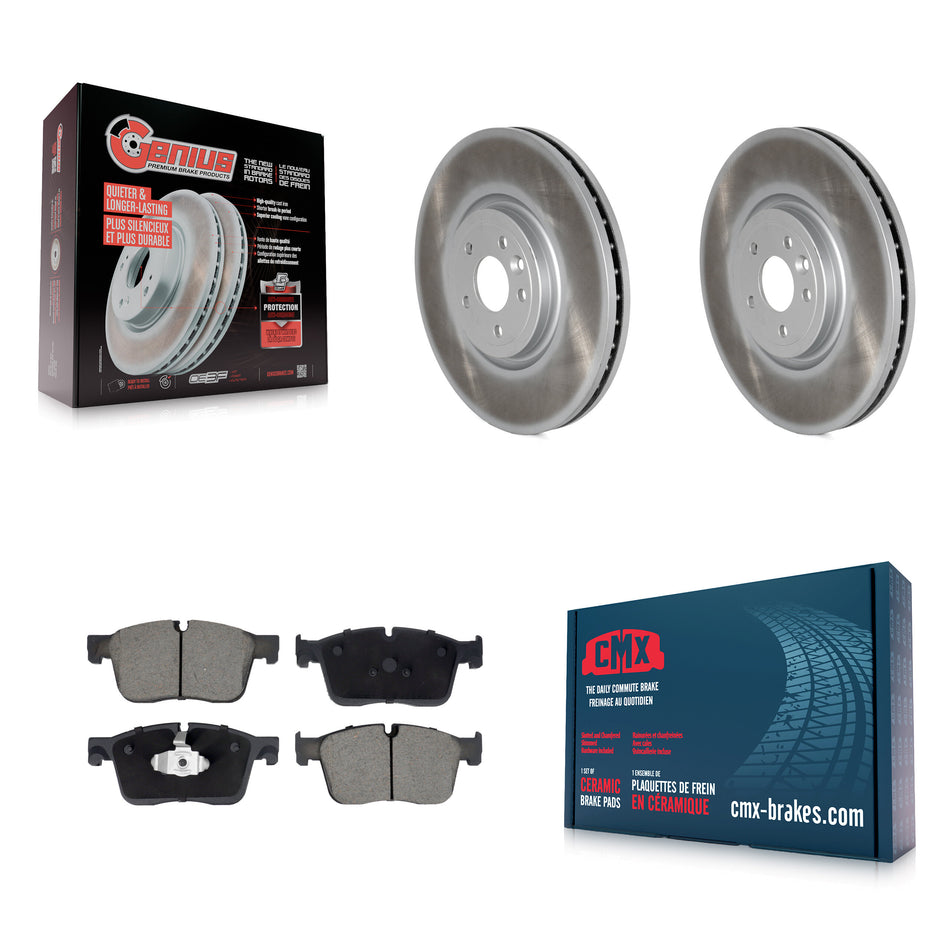 Front Coated Disc Brake Rotors And Ceramic Pads Kit For Jaguar XE XF KGC-102456