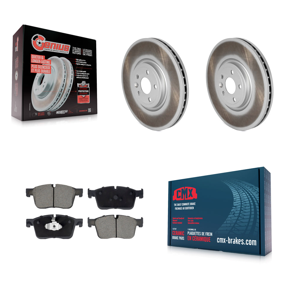 Front Coated Brake Rotors Ceramic Pad Kit For Jaguar F-Pace Land Rover Range Velar I-Pace KGC-102459