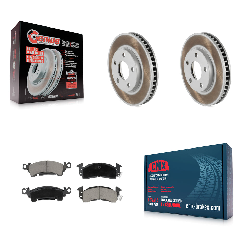 Front Coated Brake Rotor & Ceramic Pad Kit For 1992-1993 Cadillac Commercial Chassis 5.7L KGC-102462
