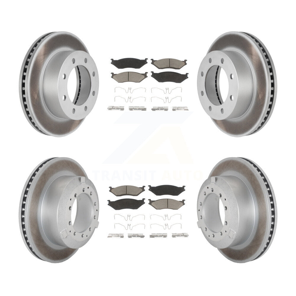 Front Rear Coated Brake Rotor Ceramic Pad Kit For Ford F-450 Super Duty With 8 Lug Wheels KGC-102468
