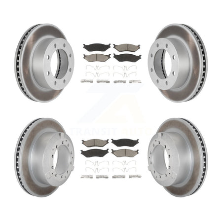 Front Rear Coated Brake Rotor Ceramic Pad Kit For Ford F-450 Super Duty With 8 Lug Wheels KGC-102468