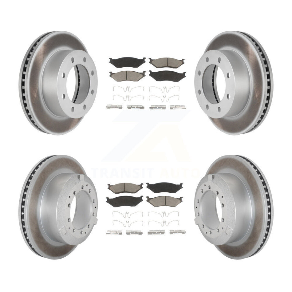 Front Rear Coated Brake Rotor Ceramic Pad Kit For Ford F-450 Super Duty With 8 Lug Wheels KGC-102468