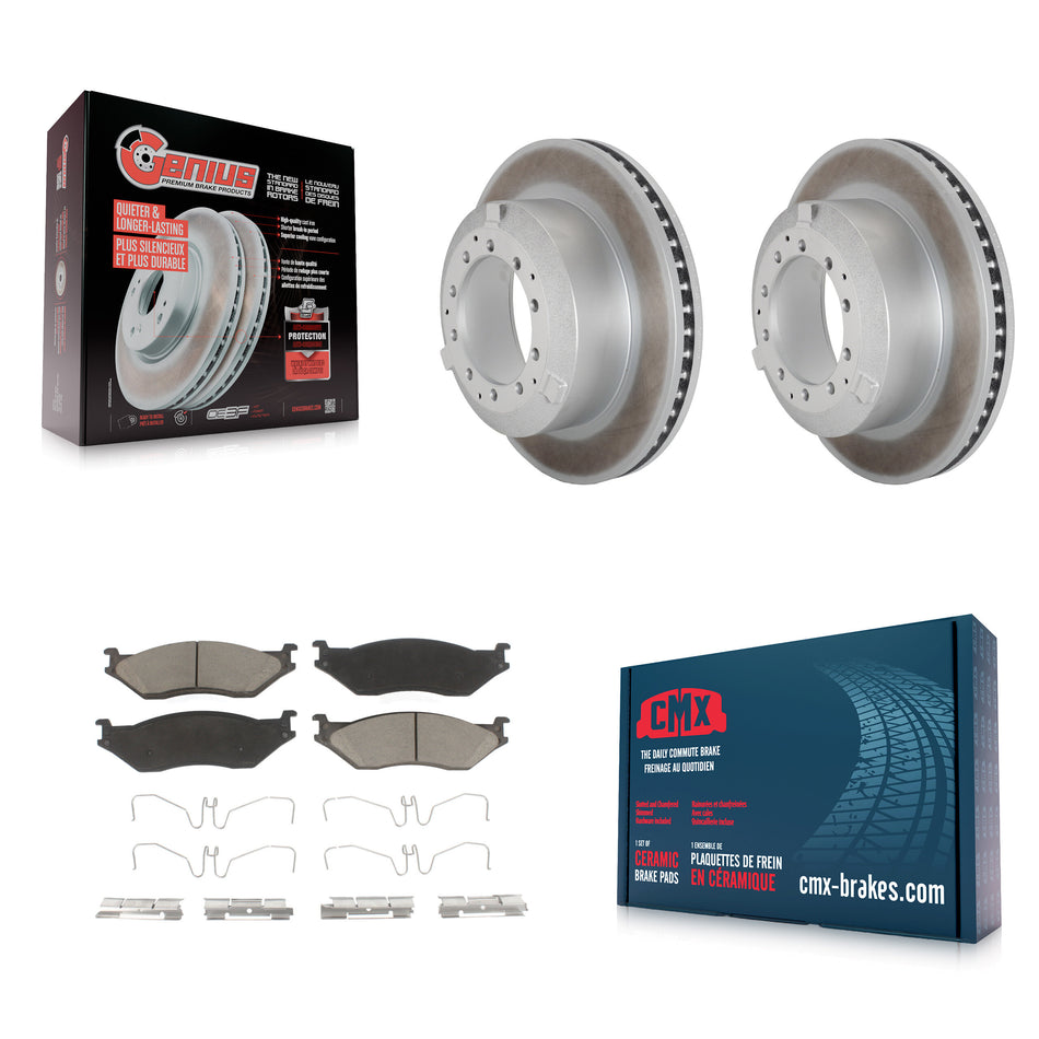 Rear Coat Brake Rotor Ceramic Pad Kit For Ford F-450 Super Duty F-550 International IC AE KGC-102478