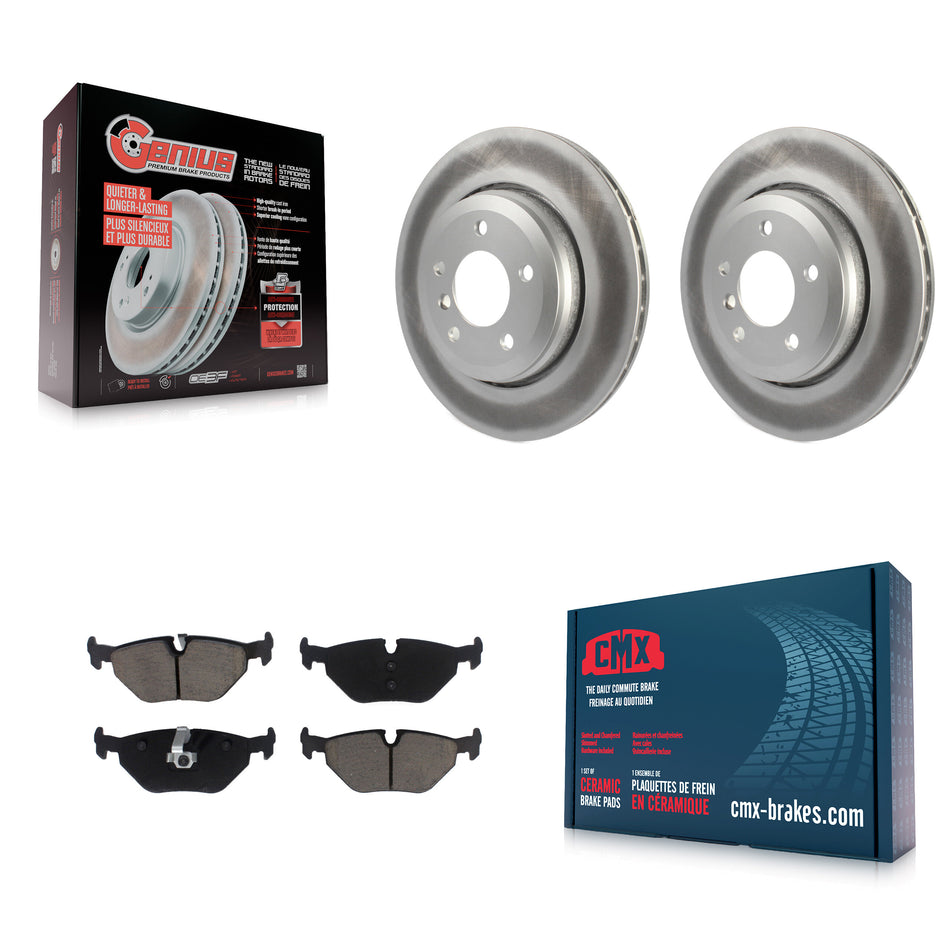 Rear Coated Brake Rotor Ceramic Pad Kit For 01-05 BMW 320i With 320mm Diameter KGC-102479