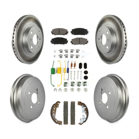 Front Rear Coated Disc Brake Rotors Ceramic Pads And Drum Kit (7Pc) For Toyota Yaris KGC-102481