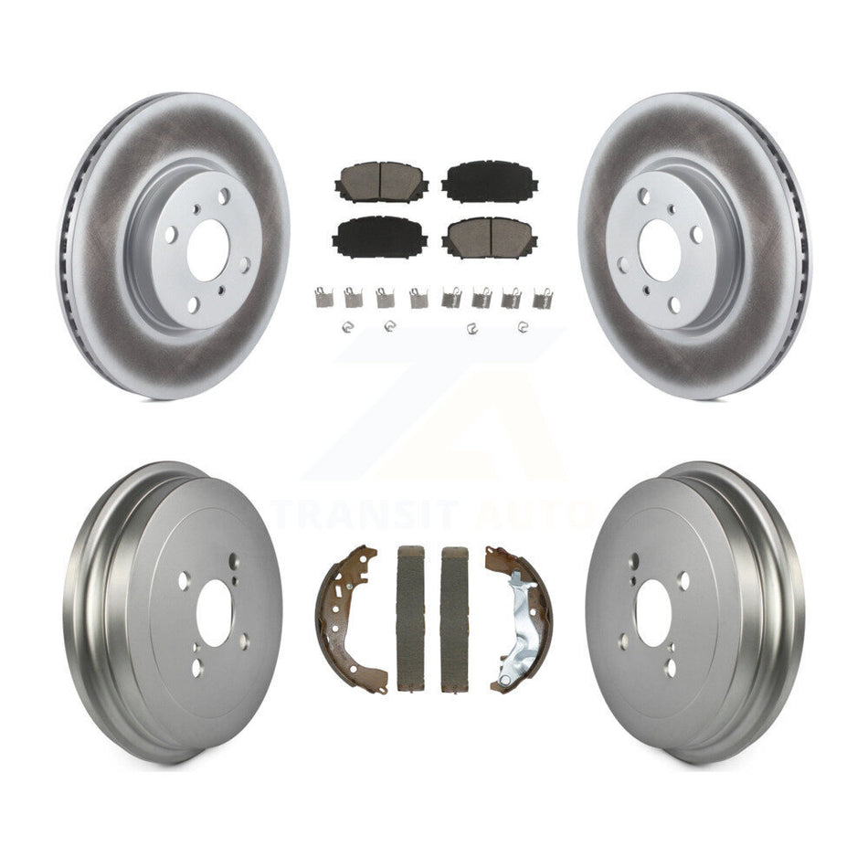 Front Rear Coat Brake Rotors Ceramic Pad Drum Kit For 15-18 Toyota Yaris Disc rear brakes KGC-102483