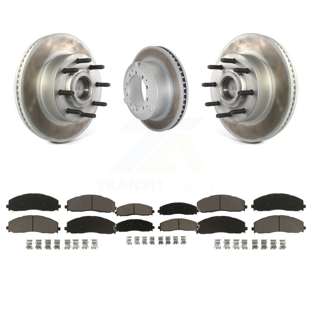 Front Rear Coated Disc Brake Rotors And Ceramic Pads Kit For Ford F-350 Super Duty KGC-102484