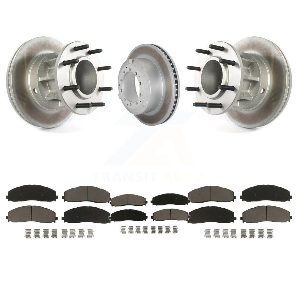 Front Rear Coated Disc Brake Rotors And Ceramic Pads Kit For Ford F-350 Super Duty KGC-102485