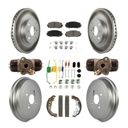Front Rear Coated Disc Brake Rotors Ceramic Pads And Drum Kit (9Pc) For Toyota Yaris KGC-102486