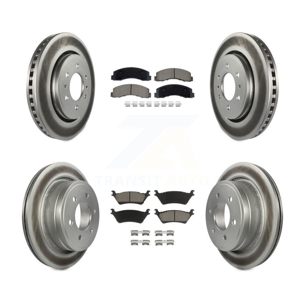 Front Rear Coat Disc Brake Rotor Ceramic Pad Kit For Ford F-150 With Manual Parking KGC-102500