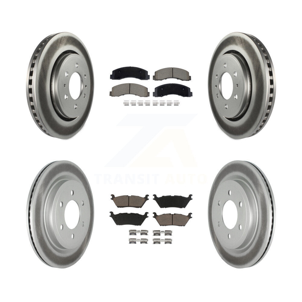 Front Rear Coated Brake Rotor Ceramic Pad Kit For Ford F-150 Expedition Lincoln Navigator KGC-102501