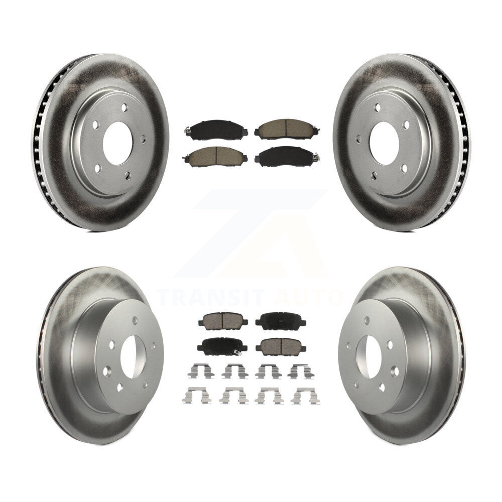 Front Rear Coated Brake Rotor & Ceramic Pad Kit For Nissan LEAF With Manual Parking KGC-102503