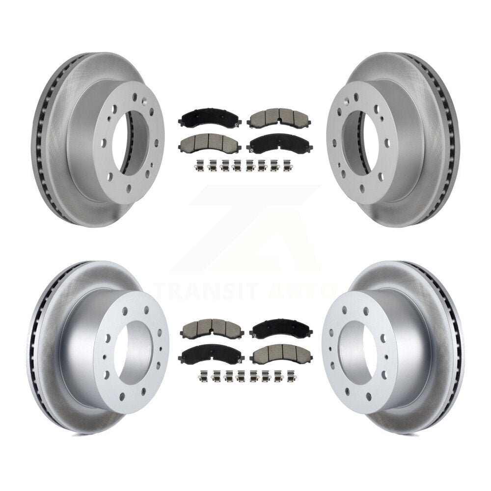 Front Rear Coated Brake Rotors Ceramic Pad Kit For GMC Chevrolet Sierra 2500 HD Silverado KGC-102514
