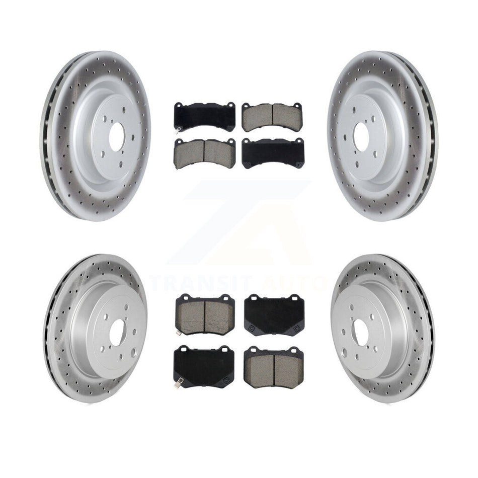 Front Rear Coated Disc Brake Rotors And Ceramic Pads Kit For 2018-2020 Subaru WRX STI KGC-102517