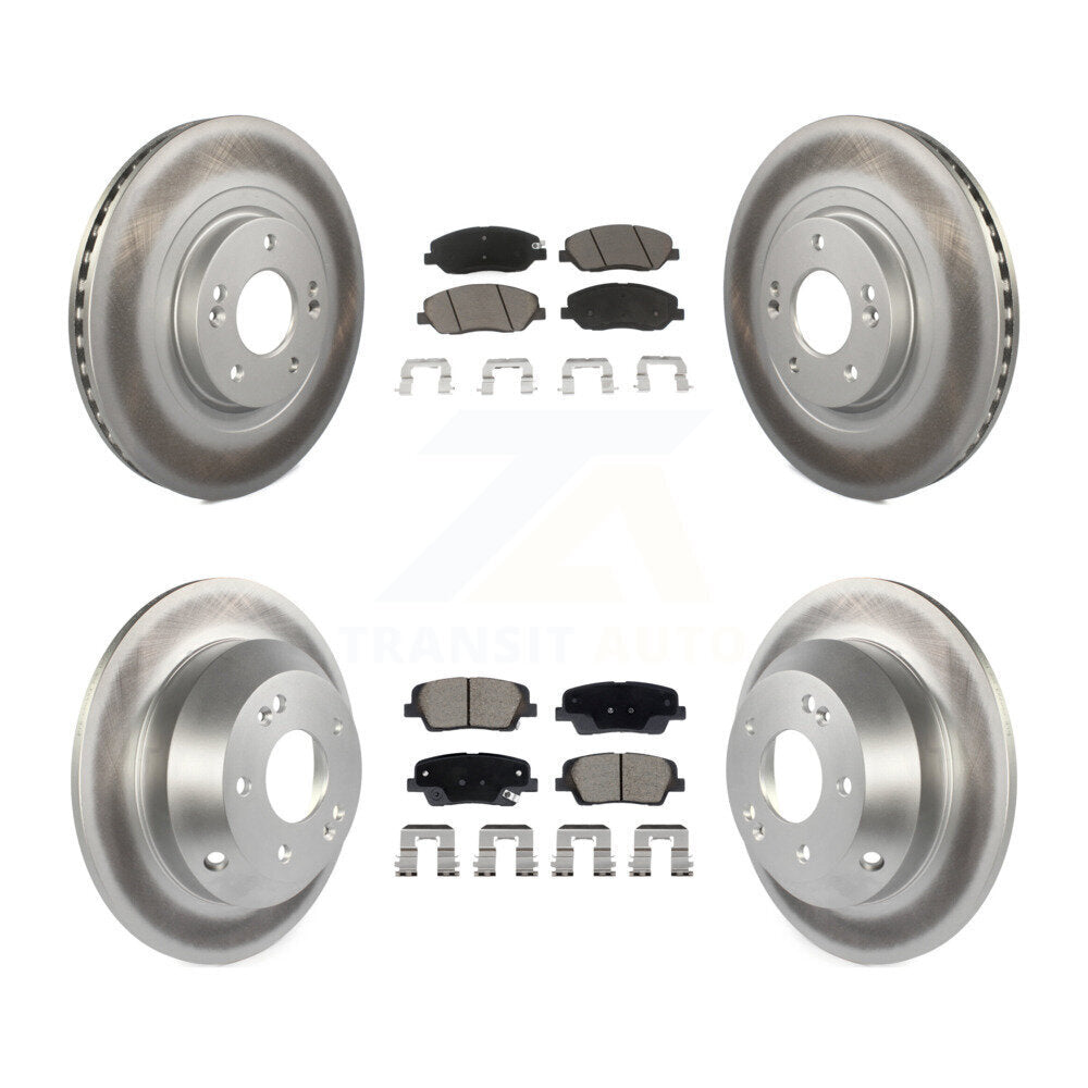 Front Rear Coated Disc Brake Rotor Ceramic Pad Kit For 2013-2016 Hyundai Santa Fe XL 3.3L KGC-102535